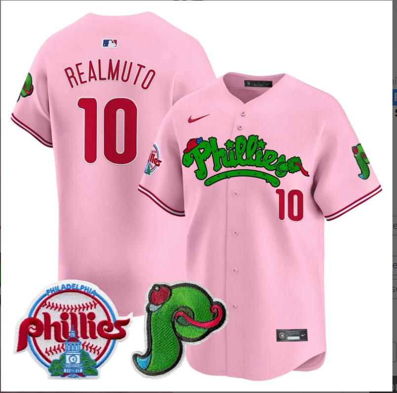 Men Philadelphia Phillies #10 Realmuto pink Limited 2024 MLB Nike jersey->indianapolis colts->NFL Jersey